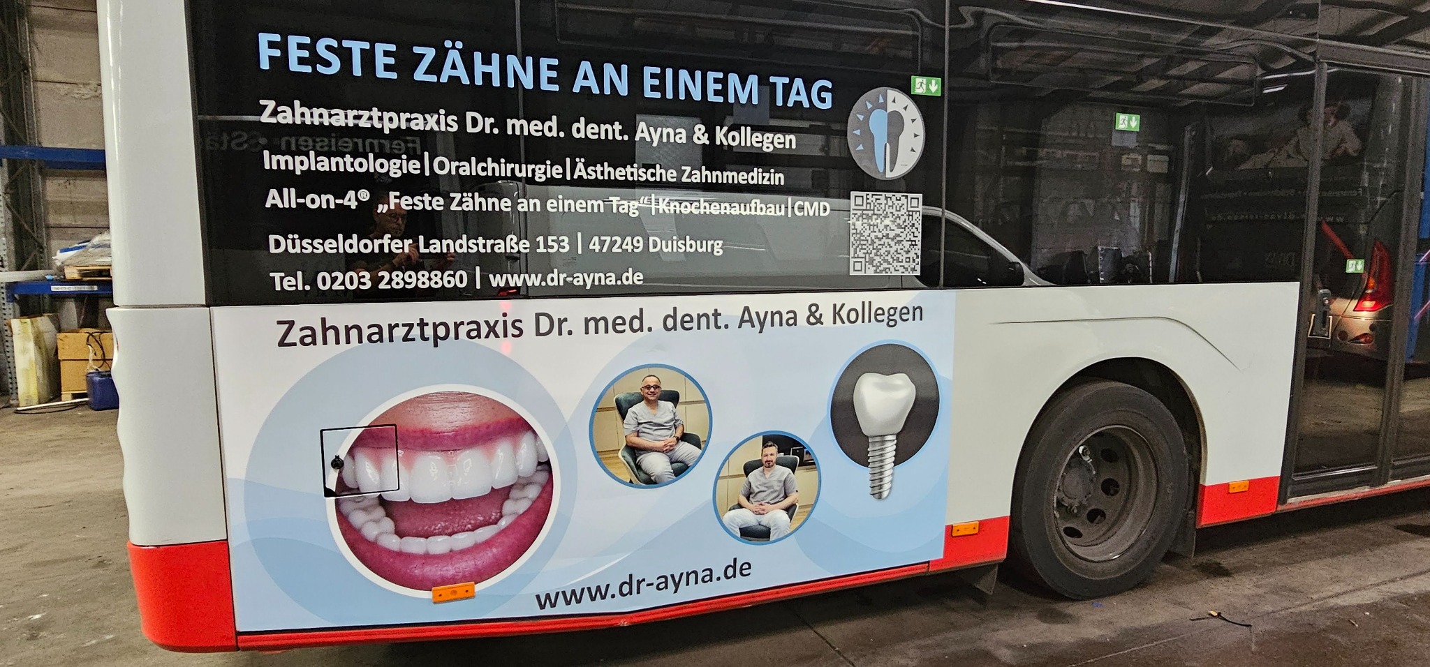 Großflächige Buswerbung mit sauberem Motivverlauf